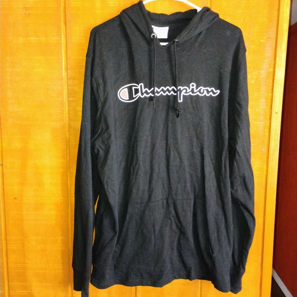 WOMEN'S BLACK CHAMPION Y2K HOODIE LARGE SIZE AUTHENTIC ATHLETIC WEAR